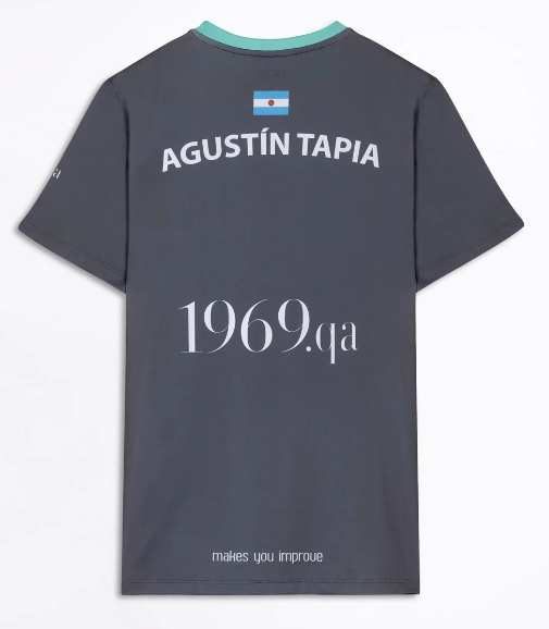 Camiseta de Pádel Oficial de Agustín Tapia 2022/23 - Gris Oscuro